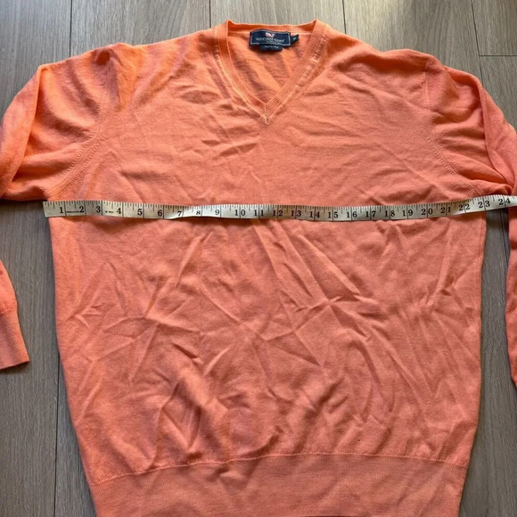 Vineyard Vines Men’s XL Extra Fine Merino V-Neck Sweater Orange - Picture 5 of 10